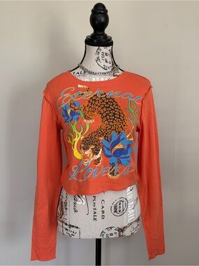 Urban Outfitters tiger graphic eternal lovers grunge alt longsleeve crop top